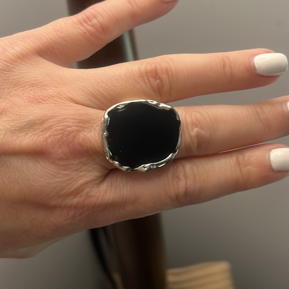 Silver and Black Statement Ring